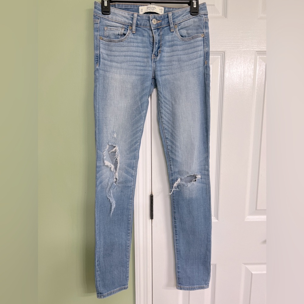 Abercrombie ripped, faded, straight leg jeans!